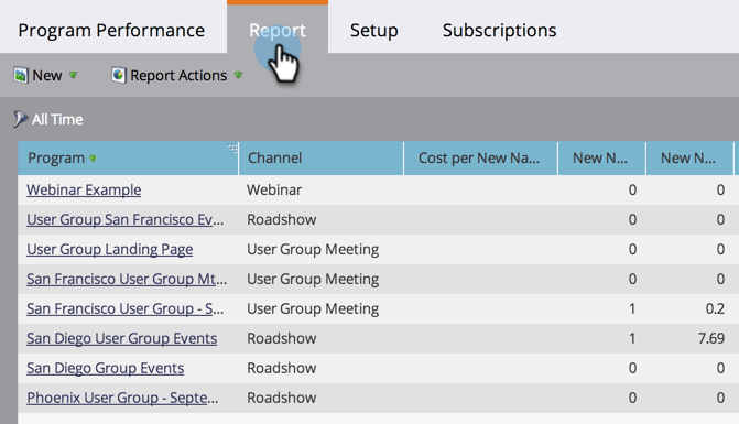 Program Performance Report in Marketo